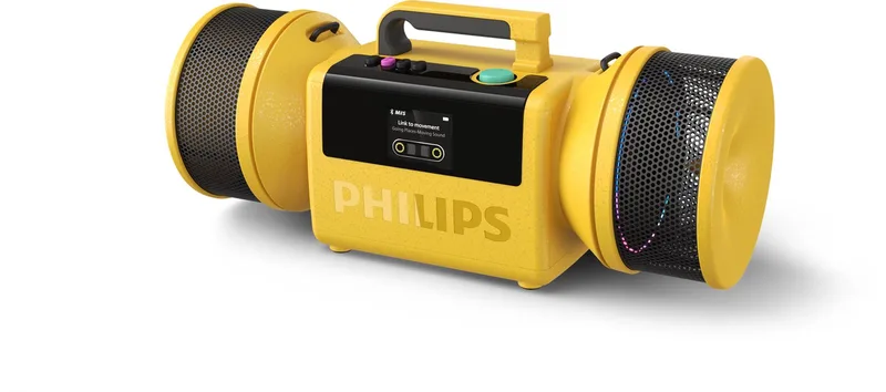 TAMS80Y/00 The Tube - Bluetooth Speaker - 280W - 24 Uur Accuduur - IP67 Waterdicht - Auracast - Bluetooth 6.0 - Powerbank van Philips in Geel – productfoto