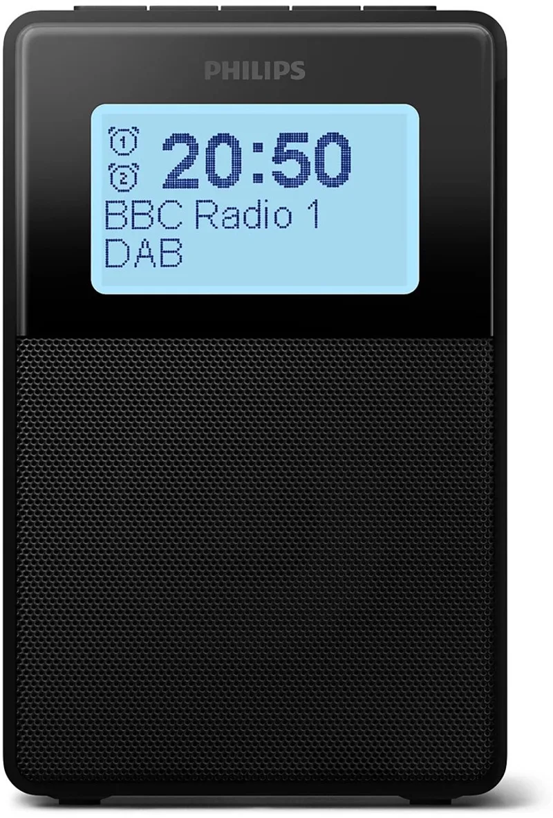 TAR5100/10 Klokradio - Wekkerradio - Dubbel alarm - Sleeptimer - Bluetooth - DAB+/FM radio - Groot LCD scherm - IPX4 spatwaterbestendig van Philips in Zwart – productfoto