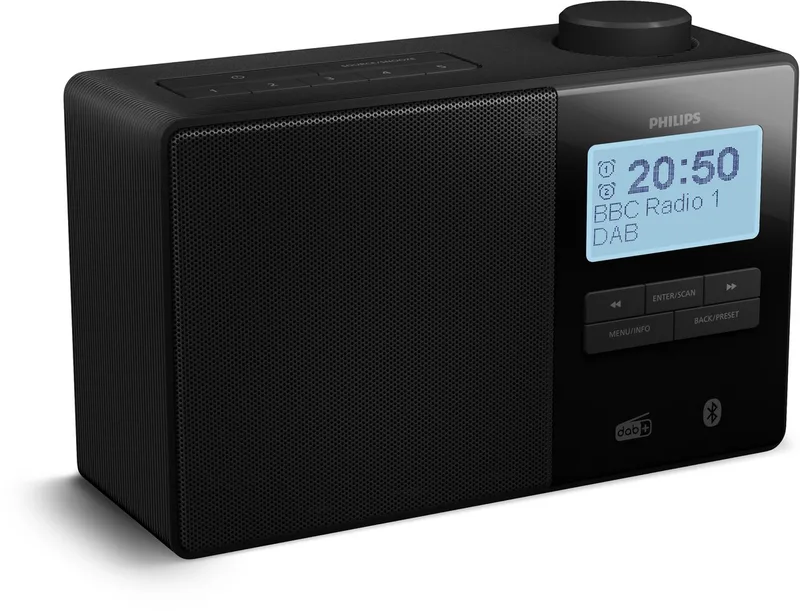 TAR5600/00 - Draagbare Radio - DAB+ - FM - Bluetooth 5.3 - IPX4 Spatwaterbestendig - 5 W RMS - 10 uur Batterij van Philips in Zwart – productfoto