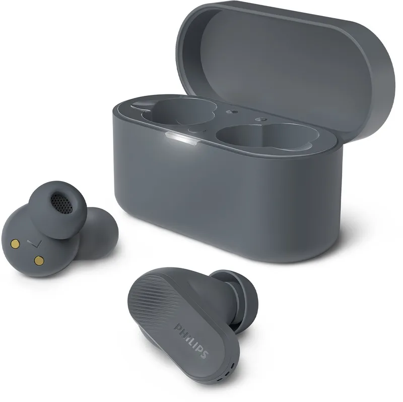 TAT3509 Noise Cancelling True Wireless In-Ear Bluetooth Oortjes - Klein, Natuurlijk geluid, Dynamische bas, Oplaadcase, Heldere gesprekken, Ideaal voor woon-werkverkeer en sporten - Donker grijs by Philips in Dark grey – product photo