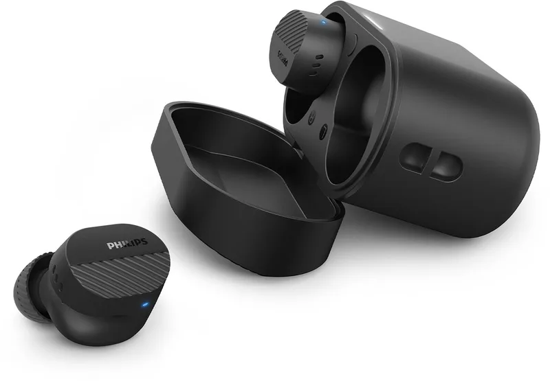 TAT5000BK/00 oordopjes - Perfect, natuurlijk geluid Noise Canceling Pro (Ruisonderdrukking) - 40 uur afspreeltijd - Multi-Point verbinding - App control - 6-mic-technologie - Betrouwbare pasvorm voor in het oor van Philips in Zwart – productfoto