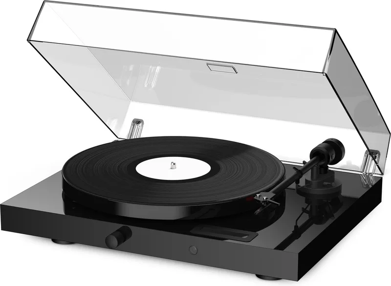 Jukebox E1 OM5e Platenspeler Ingebouwde Versterker 2x25W - Direct Speelklaar - Kristalhelder Vinylgeluid - Compact & Krachtig Systeem - Pianolak by Pro-Ject in Black – product photo