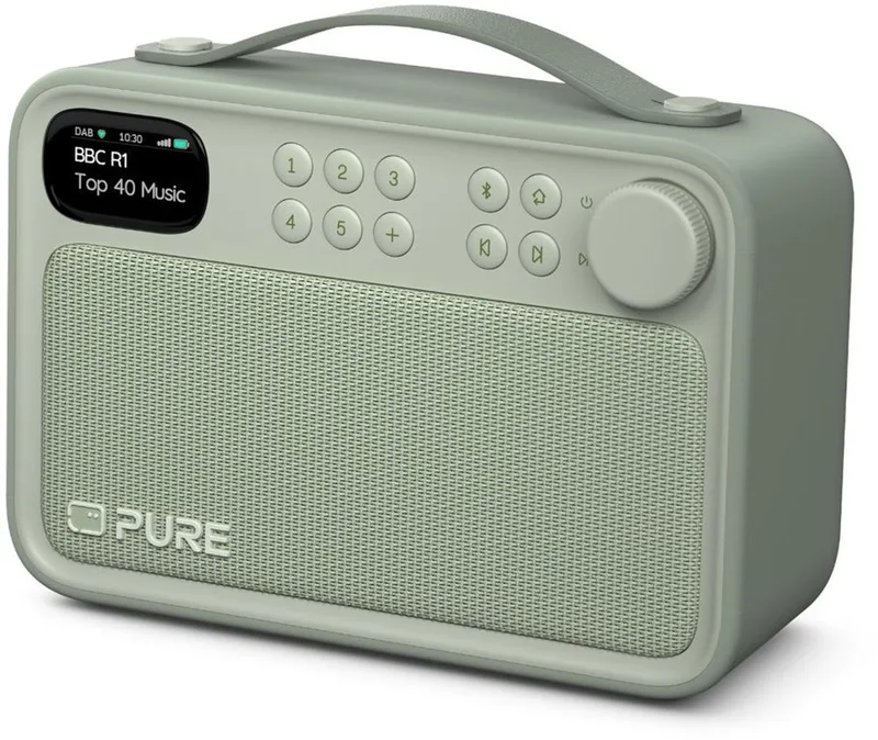 Bloom – Je vrolijke draagbare radio met Bluetooth, Salie van Pure in Groen – productfoto