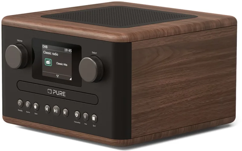 Classic C-D4 - De leuke compacte digitale radio met cd-speler, Koffiebruin/Walnoot van Pure in Bruin – productfoto
