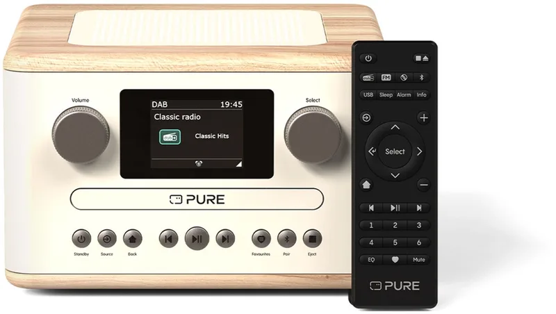 Classic C-D4 - De leuke compacte digitale radio met cd-speler, Katoenwit/Eiken by Pure in White – product photo