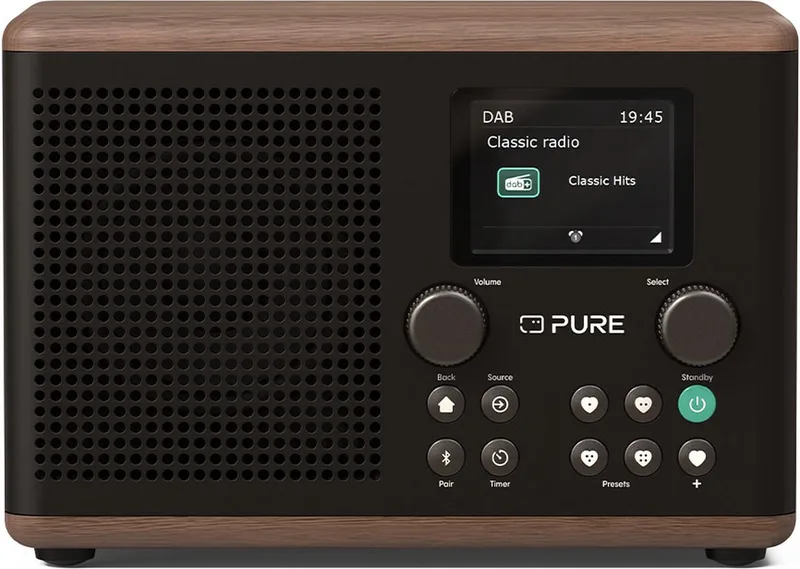Classic H4 - Charmante digitale radio in koffie zwart/walnoot by Pure in Black – product photo