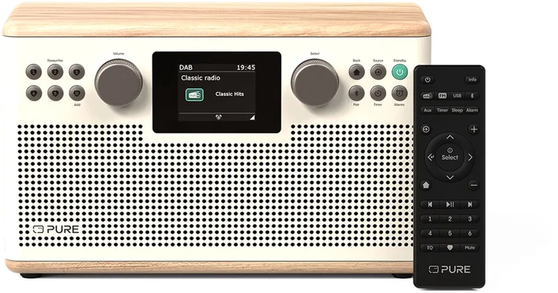 Classic H6 - De charmante digitale stereo-radio, Katoenwit/Eiken by Pure in White – product photo