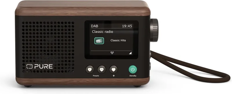 Classic Mini - The Charming Portable Digital Radio, Coffee Black/Walnut van Pure in Zwart – productfoto