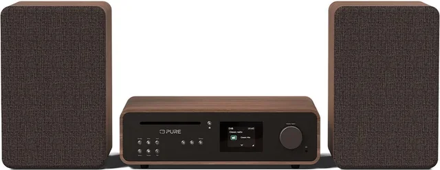 Micro HiFi Classic Stereo Home audio-microsysteem 50 W Zwart, Walnoot