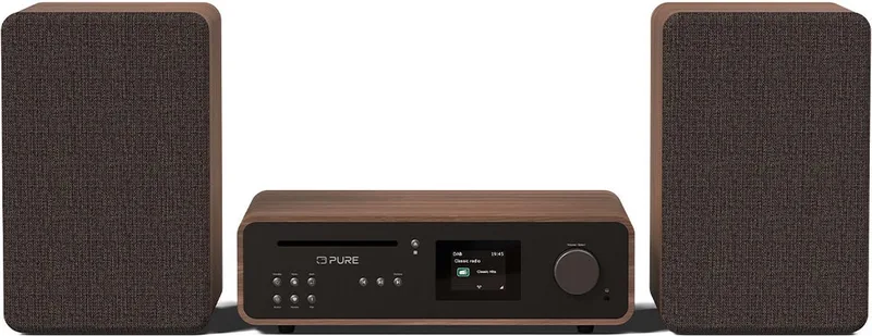 Micro HiFi Classic Stereo Home audio-microsysteem 50 W Zwart, Walnoot van Pure in Zwart, Walnoot – productfoto 1 van 2