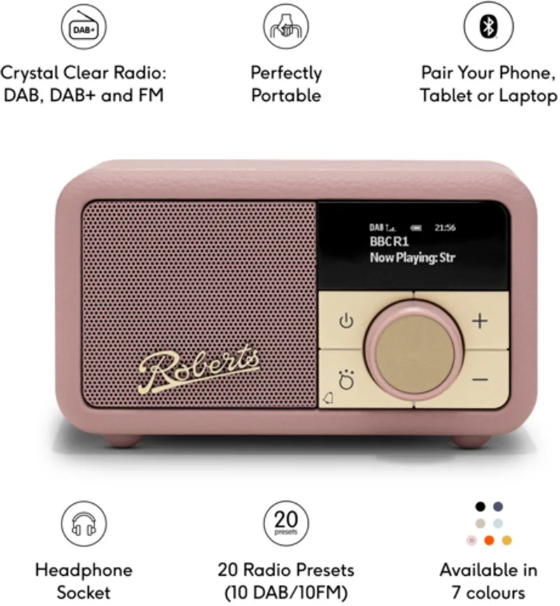 DAB+ radio ROBERTS Revival Petite 2 dusty pink van Roberts Radio in Wit – productfoto