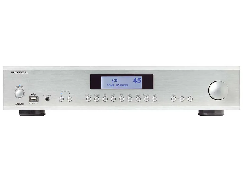 A12 MKII stereo versterker zilver van Rotel – productfoto