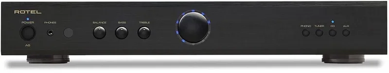 A8 Stereo versterker met Phono voorversterker ingebouwd van Rotel in Zwart – productfoto