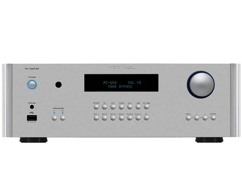 RA-1592 MKII stereo versterker zilver van Rotel – productfoto