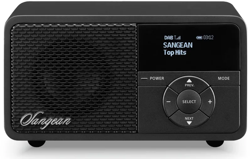 DDR-7X Radio DAB+, VHF (FM) AUX, Bluetooth Toetsvergrendeling, Oplaadbaar van Sangean in Zwart – productfoto