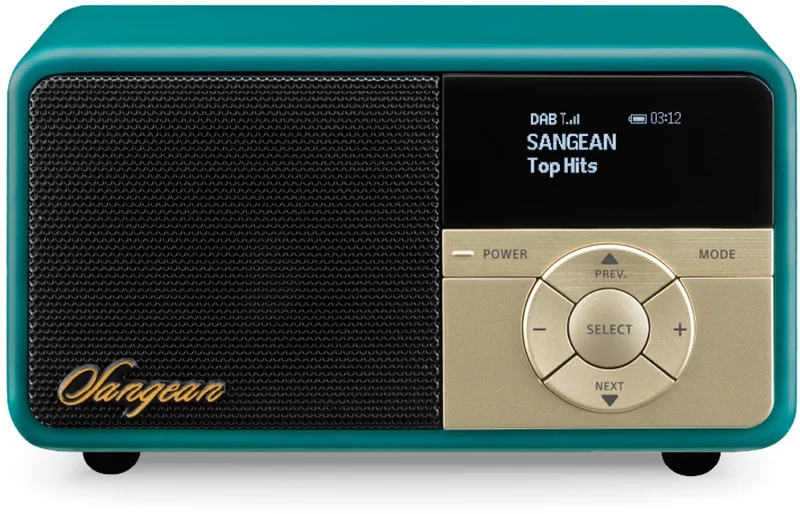 DDR-7X Radio DAB+, VHF (FM) AUX, Bluetooth Toetsvergrendeling, Oplaadbaar van Sangean in Groen – productfoto