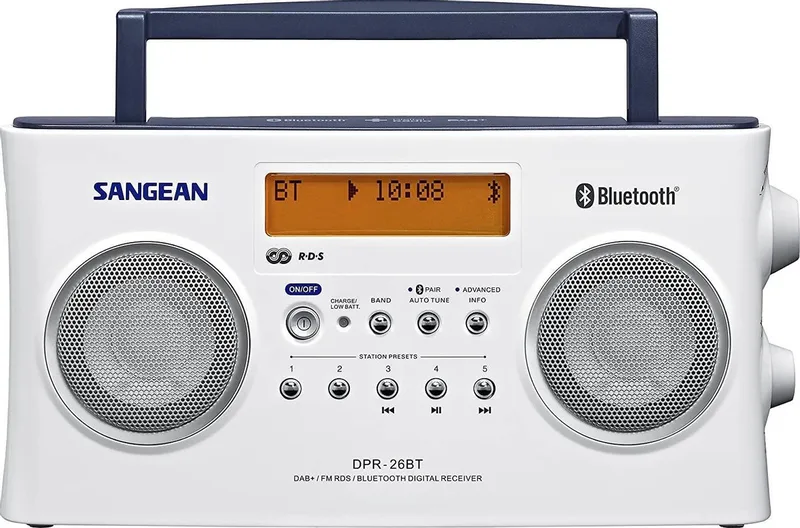 Sangean-DPR-26BT -Draagbare radio met Bluetooth en DAB+ von Sangean in Weiß – Produktfoto