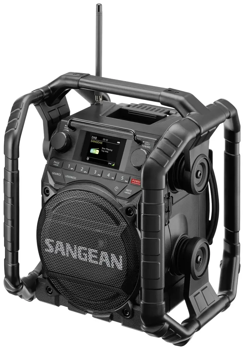U-4X Bouwradio DAB+, VHF (FM) Bluetooth, USB, AUX, NFC Oplaadbaar, Waterdicht, Stofvast, Stofdicht, NFC, Acculaadfunctie van Sangean in Zwart – productfoto 3 van 3