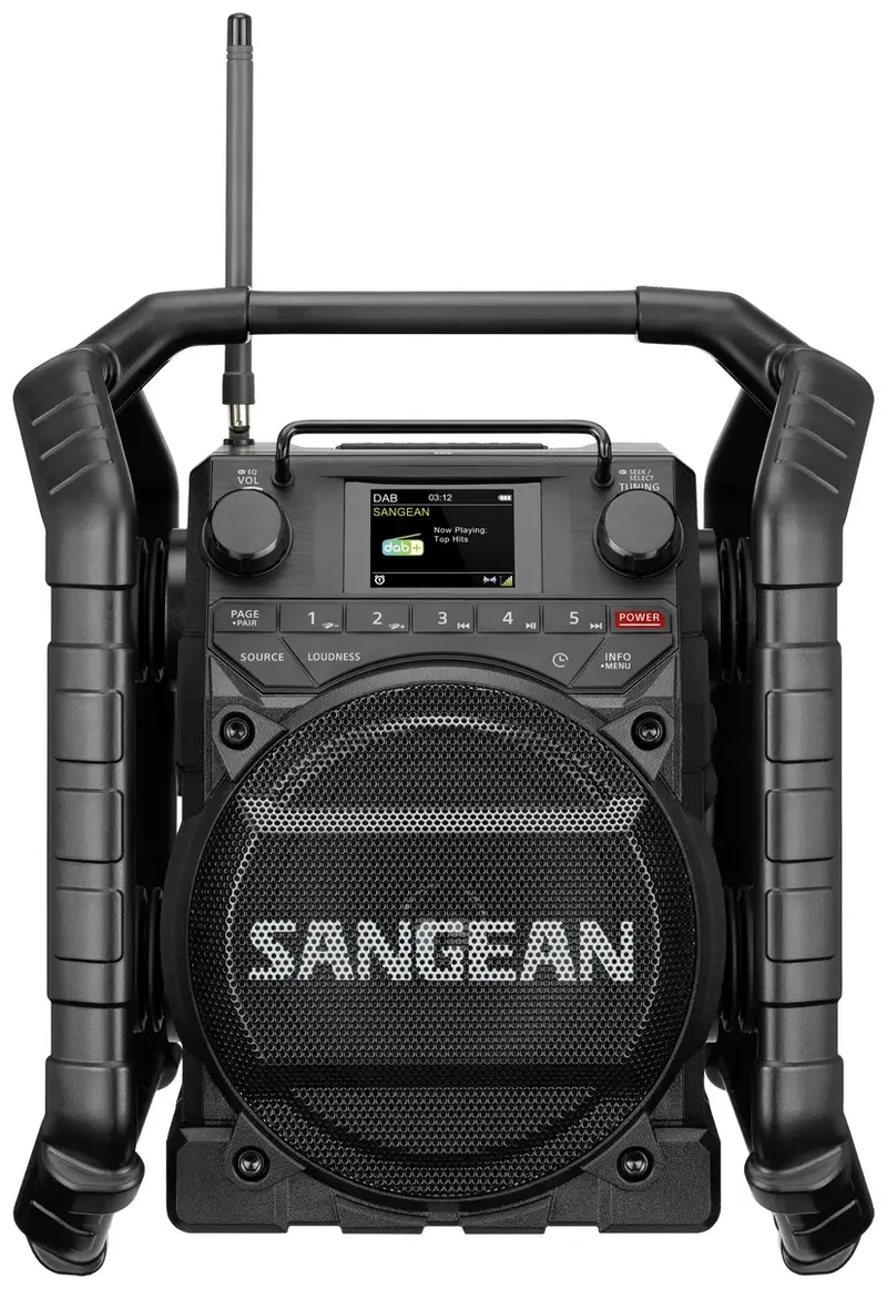 U-4X Bouwradio DAB+, VHF (FM) Bluetooth, USB, AUX, NFC Oplaadbaar, Waterdicht, Stofvast, Stofdicht, NFC, Acculaadfunctie van Sangean in Zwart – productfoto 1 van 3