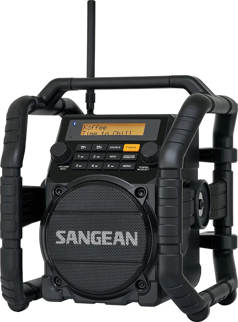 U-5 DBT bouwradio - Stootvaste radio met DAB+, FM, Aux, Bluetooth - Waterdicht, stofdicht, stofvast by Sangean in Black – product photo