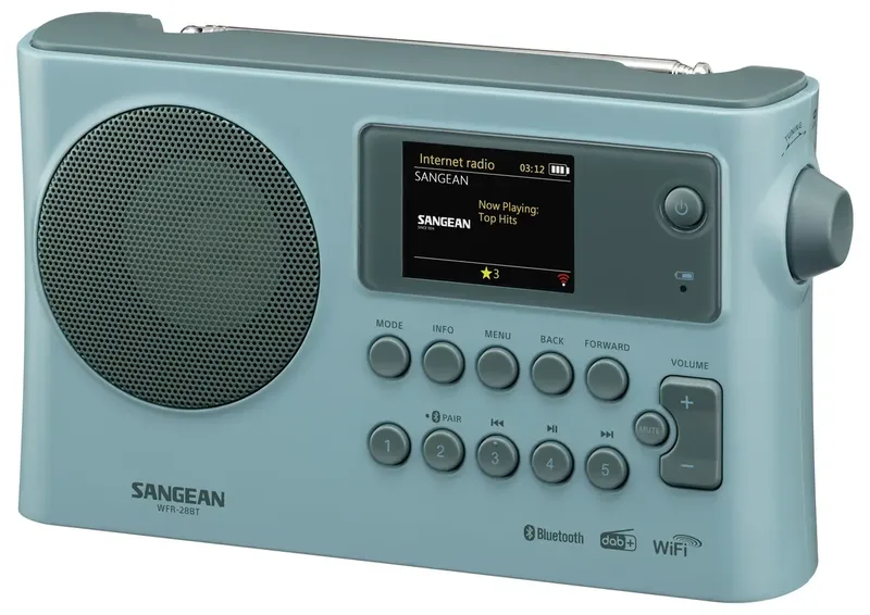 WFR-28BT Internet Tischradio DAB+, FM WLAN, Bluetooth®, AUX Akku-Ladefunktion, Spotify Hellblau by Sangean – product photo 2 of 2