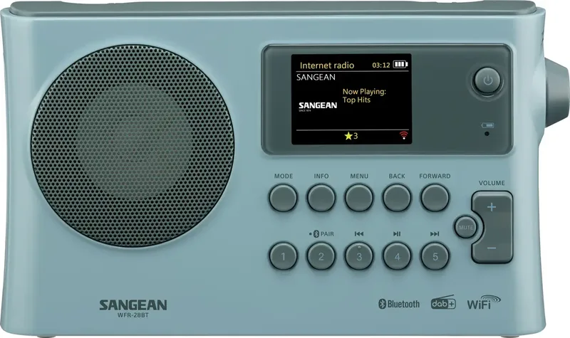WFR-28BT Internet Tischradio DAB+, FM WLAN, Bluetooth®, AUX Akku-Ladefunktion, Spotify Hellblau by Sangean – product photo 1 of 2