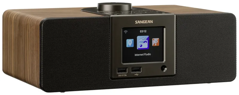 WFR-32 Internet Tischradio Internet Bluetooth®, AUX, USB, Internetradio Inkl. Fernbedienung Schwarz, Holz från Sangean – produktbild 1 av 2
