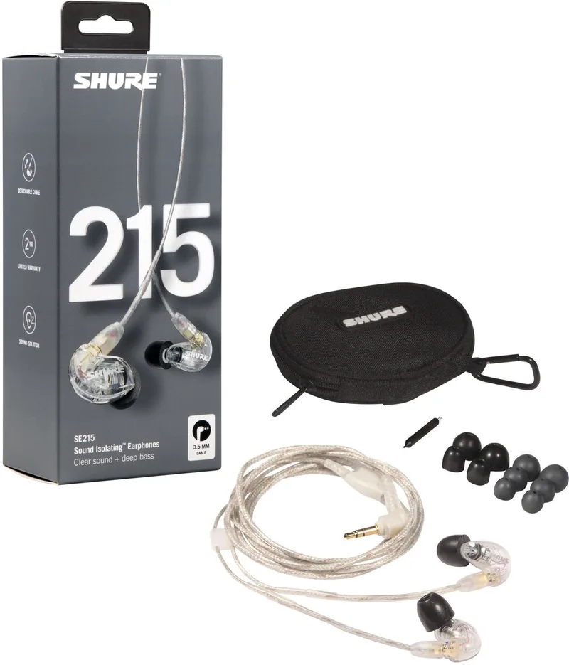 SE215-CL - In ear earphones, single driver, clear van Shure in Transparant – productfoto