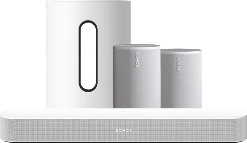 Beam Gen2 Wit + 2x Era 100 Wit + Sub Mini Wit de Sonos – photo produit