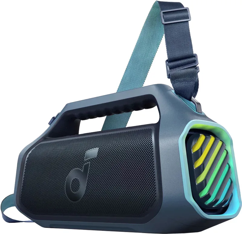 Boom 2 Plus Buitenluidspreker - Bluetooth - 140W - 2+2 kanalen - BassUp 2.0 - 20 uur - Snel opladen - IPX7 - Waterdicht - RGB-verlichting - USB-C - Powerbank - Voor kamperen - Strand - Tuin von Soundcore in Blau – Produktfoto