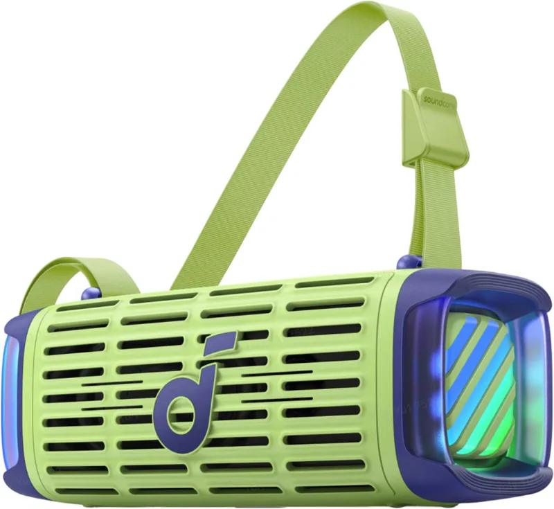 Boom 3i van Anker - Robuuste outdoorluidspreker - Bluetooth-luidspreker - Waterdicht IP68 - 50W BassUp 2.0-geluid - Bluetooth 5.3 - 16 uur speeltijd - Lichtshow + TWS-stereo - Kajakken - Vissen - Kamperen van Soundcore in Jungle-groen. – productfoto