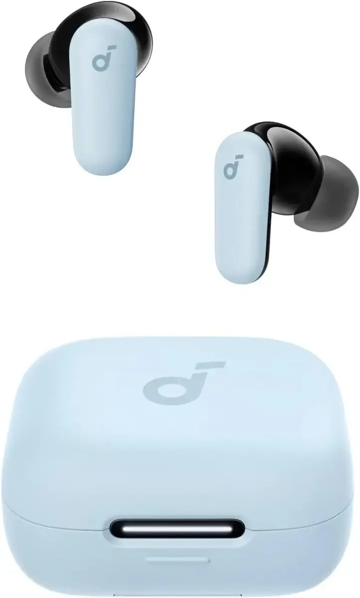 P30i v2 In Ear oordopjes Bluetooth Noise Cancelling Oplaadbox by Soundcore in Light blue – product photo