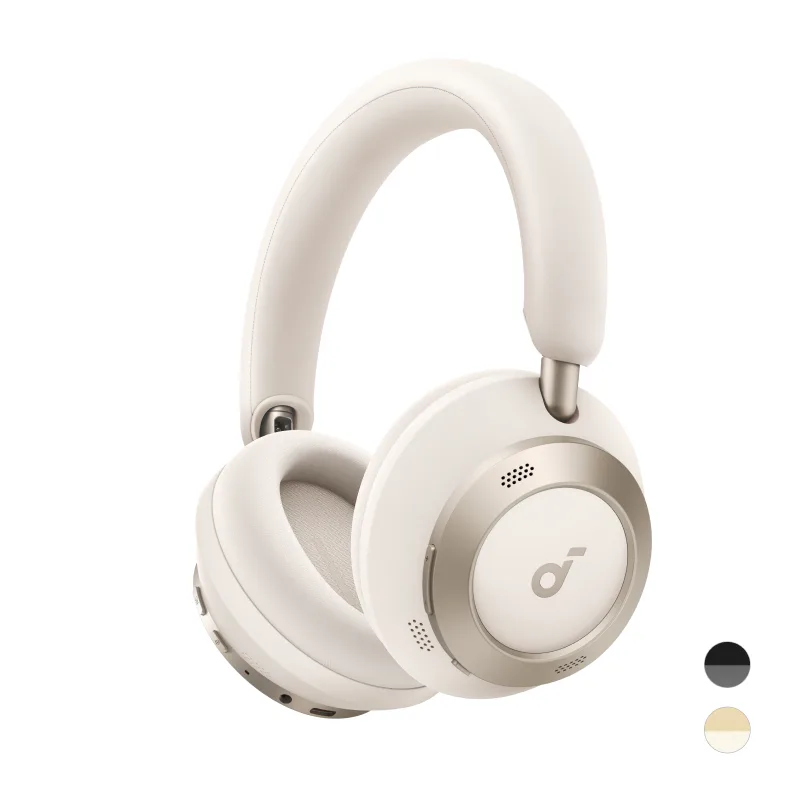 Space One Pro draadloze hoofdtelefoon, adaptieve actieve ruisonderdrukking, 6 microfoons, opvouwbaar en comfortabel, 60 u batterijduur, verliesvrije weergave, snelladen, hi-res draadloze audio LDAC by Soundcore – product photo