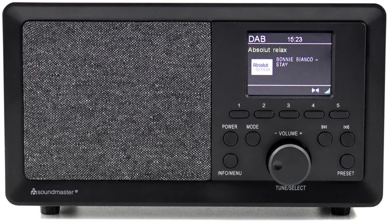 DAB 350SW - DAB+/FM-radio met dimbaar 2,4” kleurendisplay en voorkeuzezender, USB, hoorboekfunctie, klok en wekker by Soundmaster in Black – product photo