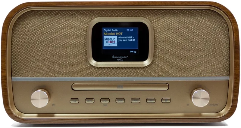 DAB970BRGOLD - Stereo DAB+ radio, CD speler, bluetooth, en USB by Soundmaster in Hoogglans bruin goud – product photo