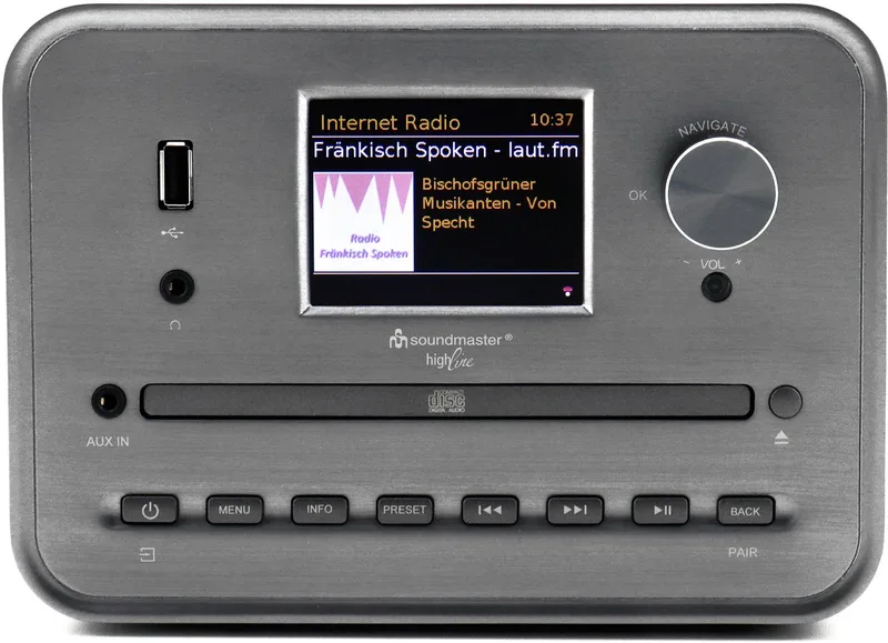 ICD1050SW - Stereo muziekcenter met internet/DAB+ radio, CD, USB, Bluetooth en APP-bediening by Soundmaster in Silver – product photo