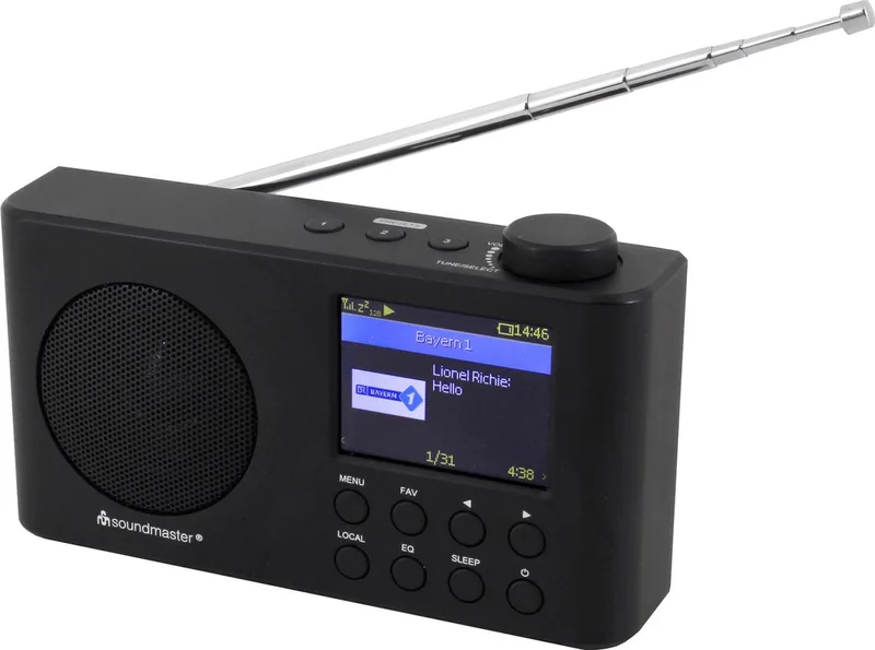 IR6500SW - Portable internetradio met ingebouwde accu en kleurendisplay by Soundmaster in Black – product photo
