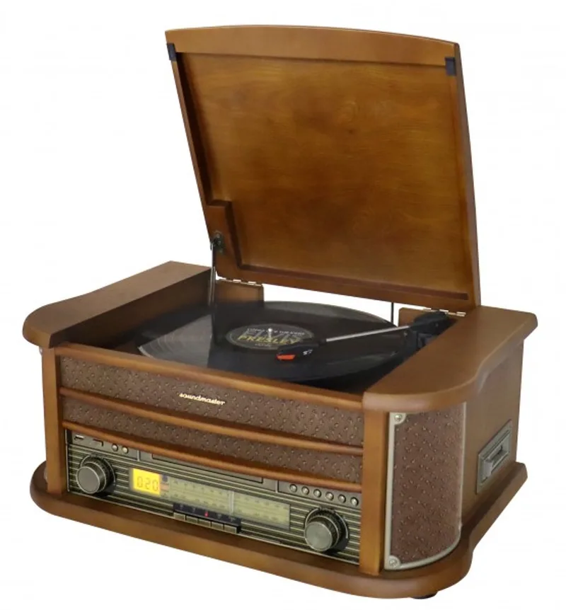 NR560 - Nostalgisch muziekcenter - Radio - CD-speler - Cassettespeler - Bluetooth - USB van Soundmaster in Hout – productfoto