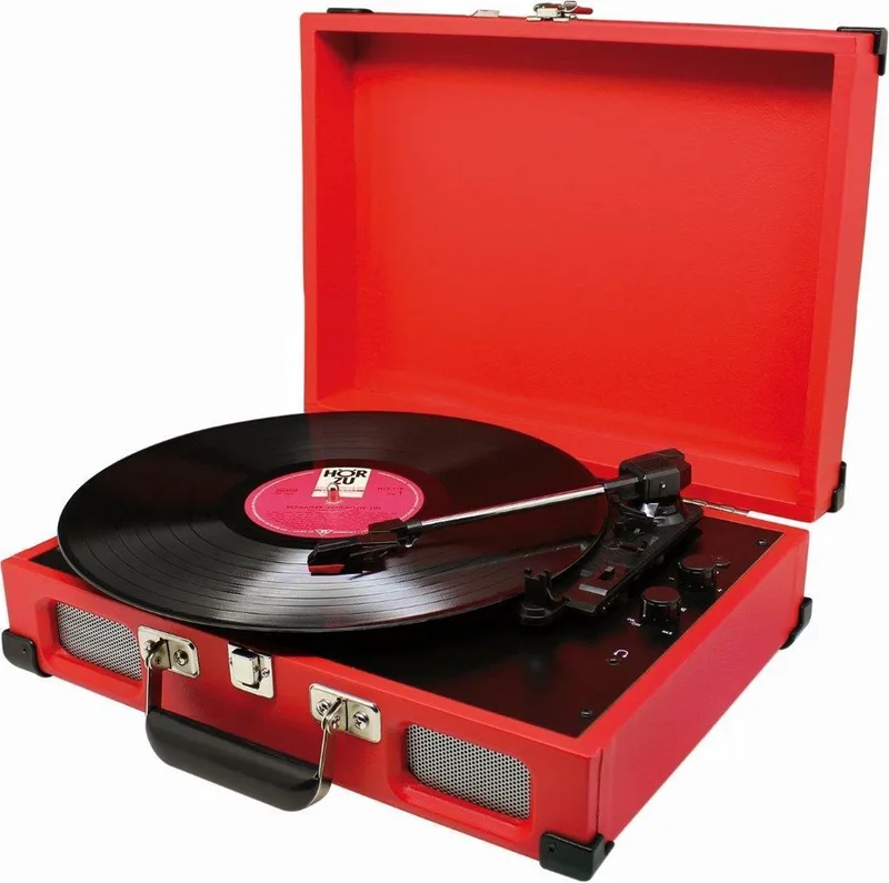 PL580RO - Koffermodel platenspeler by Soundmaster in Red – product photo