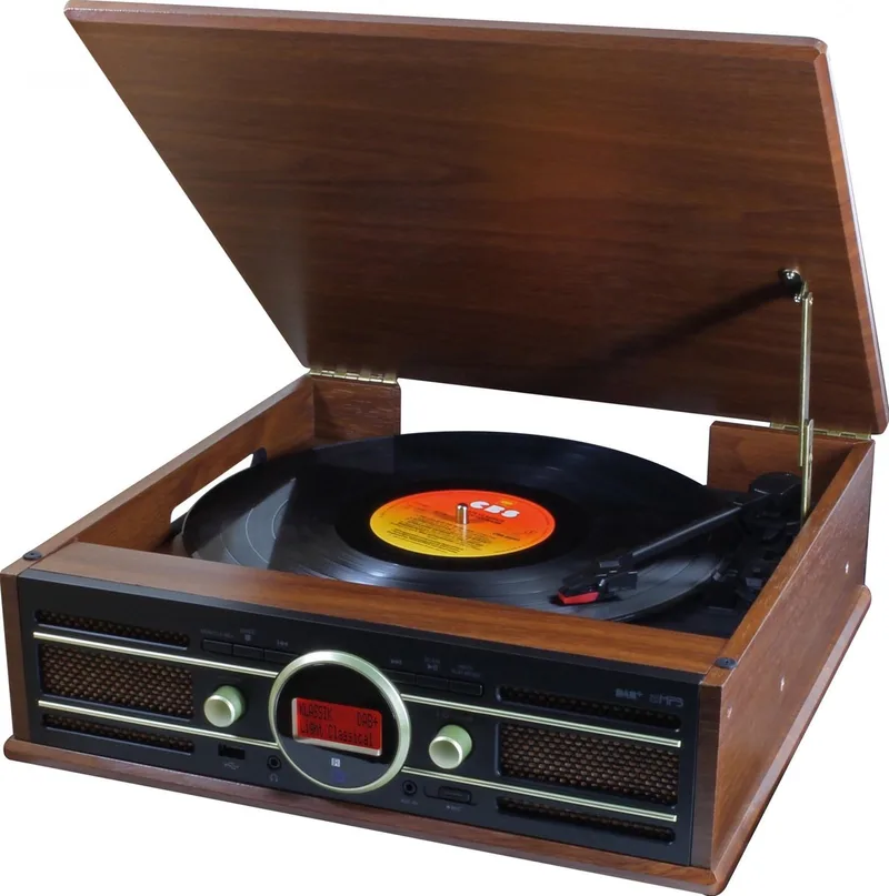 PL585BR - Retro platenspeler met DAB+/FM-radio, USB en encodingfunctie by Soundmaster in Brown – product photo