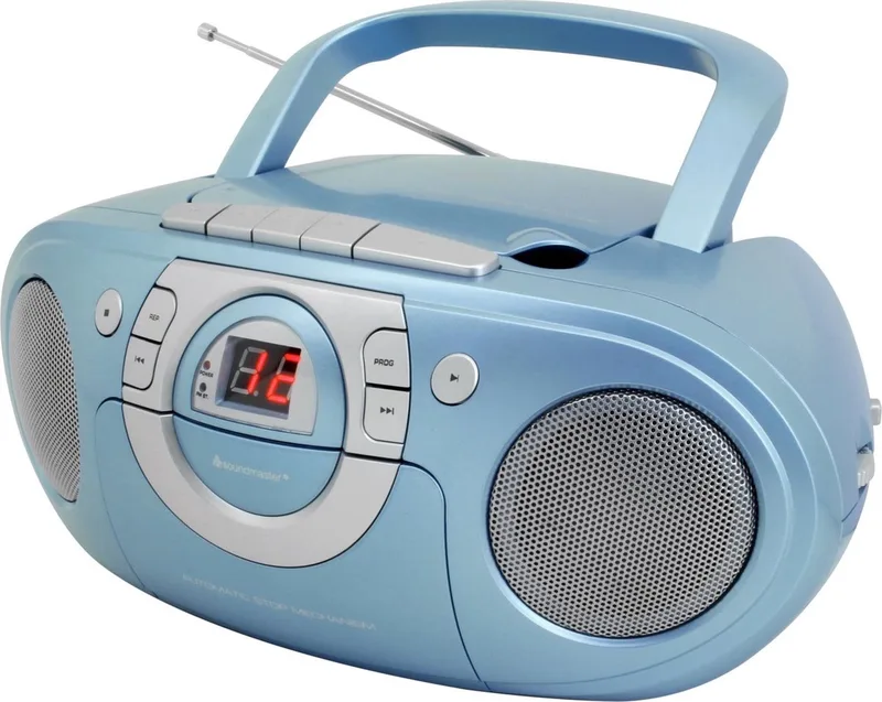 SCD5100BL - Boombox met FM-radio, CD- en cassettespeler van Soundmaster in Blauw – productfoto