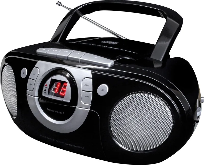 SCD5100SW - Boombox met FM-radio, CD- en cassettespeler van Soundmaster in Zwart – productfoto