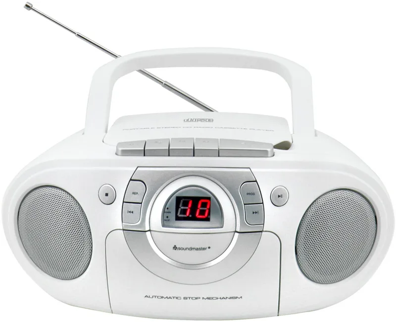 SCD5100WE, Boombox met FM-radio, CD- en cassettespeler van Soundmaster in Wit – productfoto