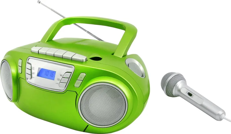 SCD5800GR - Boombox met FM-radio, cassettespeler, CD en externe microfoon van Soundmaster in Groen – productfoto
