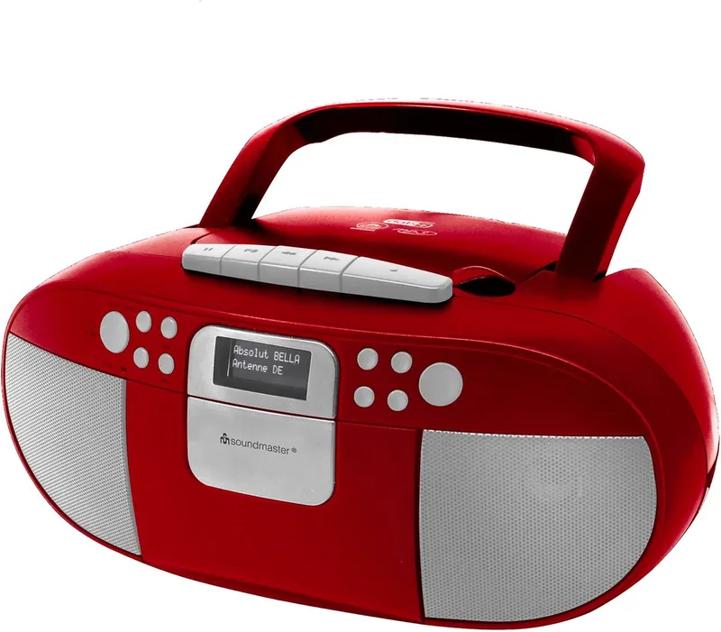 SCD7800RO - Boombox met DAB+/FM-radio, CD, MP3, USB en cassettespeler van Soundmaster in Rood – productfoto