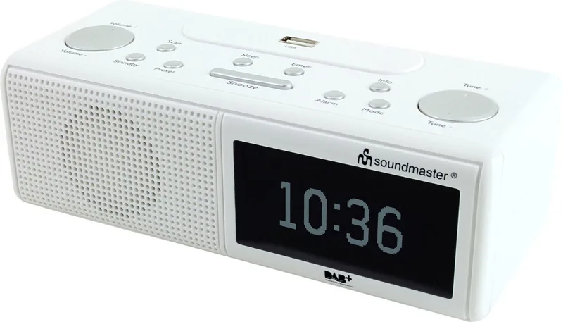 UR8350WE - Digitale wekkerradio, DAB+/FM met USB van Soundmaster in Wit – productfoto