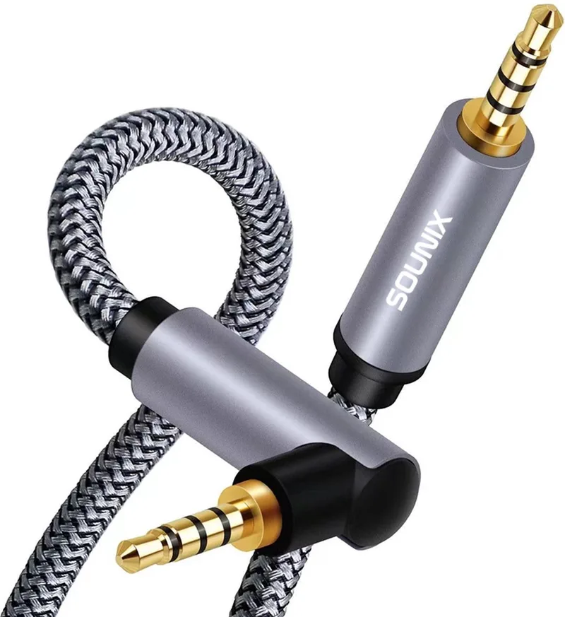 Aux Kabel - Jack To Jack - Stereo Audio Jack Kabel 3.5 mm - 4-Pole - 2 meter - TRRS - Gold Plated - Male to Male - Universeel van Sounix in Dark gray L – productfoto