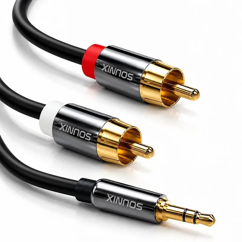 Aux naar Tulp - Jack naar Tulp - Jack 3.5mm naar Tulp Kabel - RCA Kabel - 2 meter by Sounix in Black – product photo