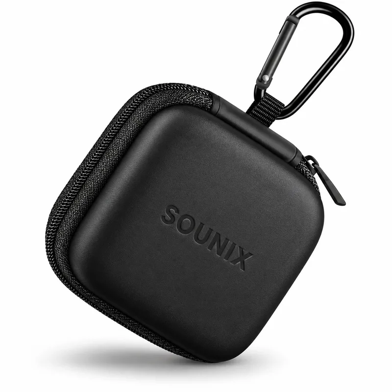 Opberg Hoesje Voor Oordopjes - Bescherm Hoes - Hard Case - Universeel hoesje voor oordopjes - Geschikt voor Bluetooth Headset by Sounix in Black – product photo