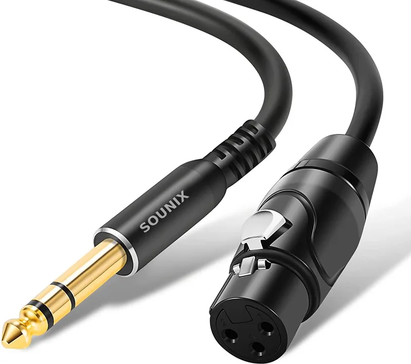 XLR Kabel - Gebalanceerde XLR - 3 Pin XLR Female naar Mono 6.35mm1/4 - Kabel XLR Female - Gold Plated - 2 meter van Sounix in XLR naar Jack 6.35 mm – productfoto
